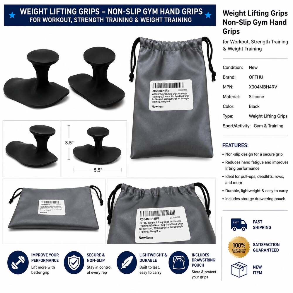 Weight Lifting Grips Non-Slip Gym Hand Grips for Pull Ups Deadlifts New